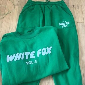 Green white fox sweat outfit